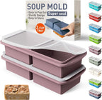 Silicone Freezer Tray with Lid Soup Freezer Container Molds with Steel by Socisen