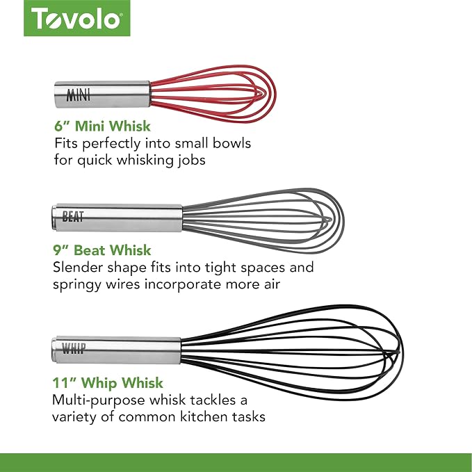 Tovolo Mini Whisk Stainless Steel 6 Inch Tiny Whipper Silicone Whisker - Image 5