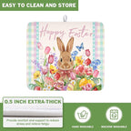 Easter Bunny Dish Drying Mat for Kitchen Counter Happy Easter Rabbit Floral - Image 5