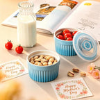 vancasso 6 oz Ramekins with Lid, Porcelain Creme Brulee Souffle Dishes - Image 3