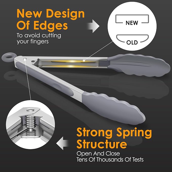 HOTEC Premium Stainless Steel Locking Kitchen Tongs - Image 4