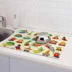 Colorful Cartoon Vegetable Dish Drying Mats, 18 x 24 inch Absorbent Microfiber - Image 2