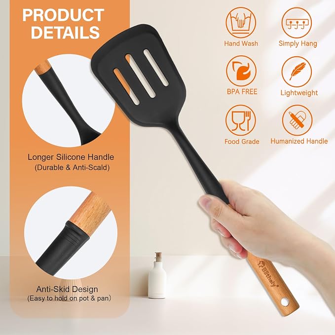 Large Silicone Cooking Utensils Set, Heat Resistant Silicone Utensils - Image 4