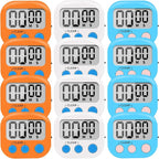 12 Pack Small Digital Kitchen Timer Magnetic Back and ON/Off Switch, Minute by LinkDm