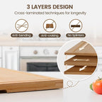 Kikcoin Bamboo Cutting Boards for Kitchen, 2XLarge Wood Cutting Board - Image 3
