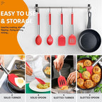 Cooking Utensils Set of 4, E-far Silicone Kitchen Utensils - Image 6