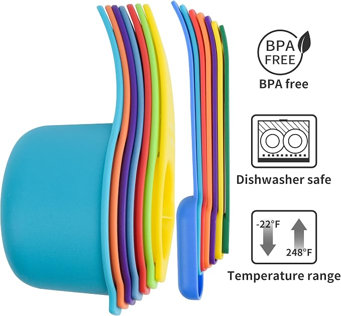 Plastic Measuring Cups and Spoons Set 15, 7 Dry&Liquid Measuring Cup Spoon Set - Image 7
