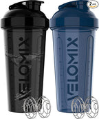 VELOMIX -2 Pack- 28 oz Protein Shaker Bottles by VELOMIX