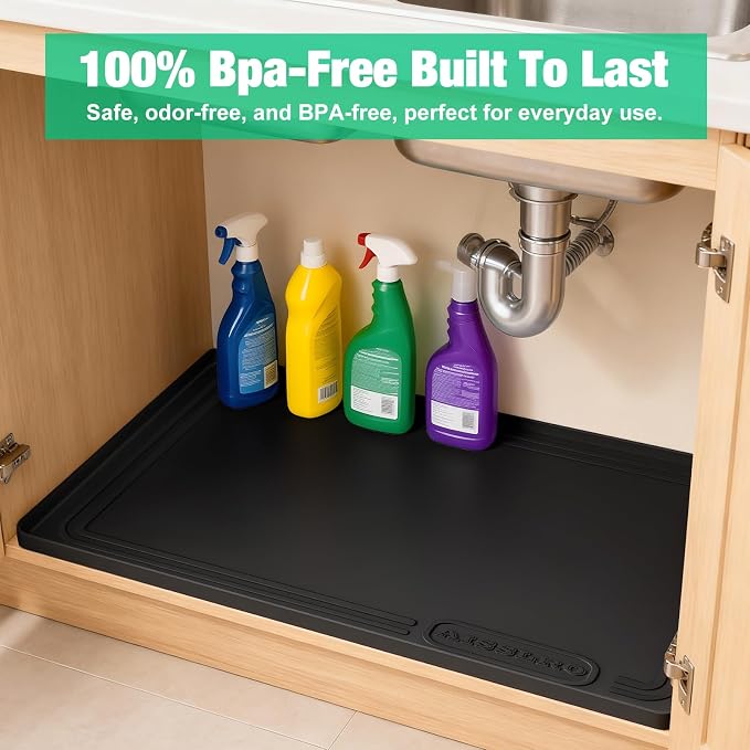 Aisslro Under Sink Mat 25" X 19", Waterproof Silicone Under Sink Mats - Image 9