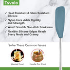 Tovolo Jar Spatula Silicone Long Stainless Steel Handle Scraper Spatula Blue - Image 3