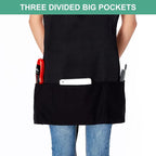 Jubatus 2 Pack 3 Pockets Adjustable Bib Apron Chef Kitchen Cooking Aprons - Image 2