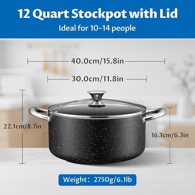 BEZIA Large 12 Quart Nonstick Stock Pot - Image 6