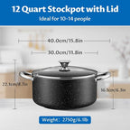 BEZIA Large 12 Quart Nonstick Stock Pot - Image 6