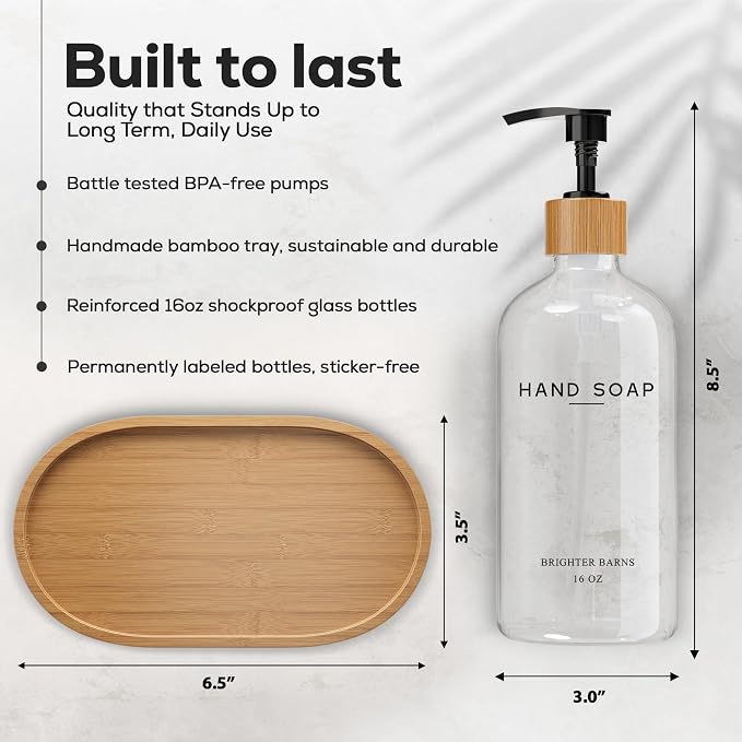 Clear Glass Hand and Dish Soap Dispenser Set by Brighter Barns - Image 3