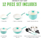 GreenLife Soft Grip Healthy Ceramic Nonstick 12 Piece Cookware Pots and Pans Set - Image 4
