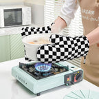 Black White Checkered Oven Mitts and Pot Holders Sets of 4, Heat Resistant - Image 5