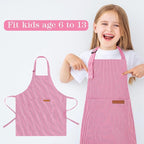 2 Pack Stripes Kids Apron, Kids Cooking Aprons - Image 4