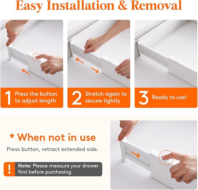 Lifewit 4 Pack 4" High Drawer Dividers 28 -43.5cm/11-17" Adjustable Kitchen - Image 5