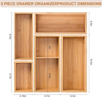 Bamboo Drawer Organizer 5 Pcs for Kitchen Multi-purpose Storage Dividers for - Image 2