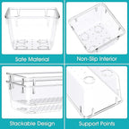 StorMiracle 28 PCS Clear Plastic Drawer Organizers Set, 4 Size Desk Drawer - Image 3