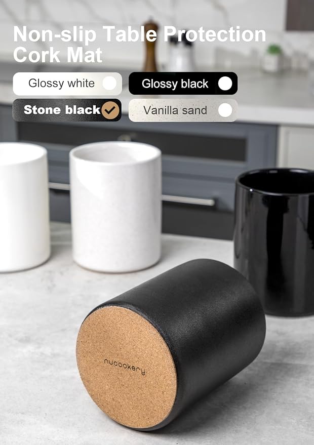 Nucookery Utensil Holder, 6.4" Ceramic Kitchen Utensil Holder - Image 2