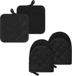 Oven Mitts and Pot Holders Set, Heat Resistant Silicone Kitchen Mini Oven by GOLDMEET