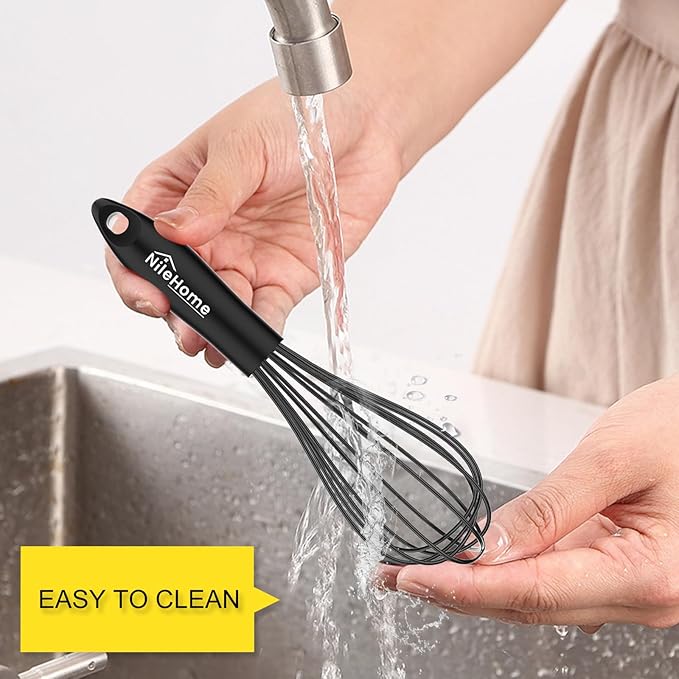 NileHome Silicone Whisk 10" Kitchen Whisk Kitchen Wisk Wire Whisks - Image 6