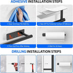 Paper Towel Holder Under Cabinet, Self-Adhesive, No Drilling, Stainless Steel - Image 6