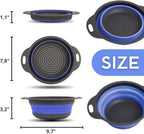 Round Silicone Blue Colander Collapsible – Foldable Kitchen Strainer Small - Image 2