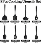 LIANYU 8Pcs Cooking Utensils Set, Heat Resistant Kitchen Utensils, Silicone - Image 2