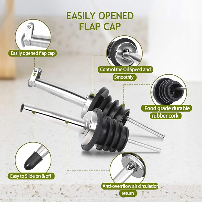 AOZITA [2 PACK 17 oz Glass Olive Oil Dispenser Bottle Set - 500ml Dark Green - Image 5