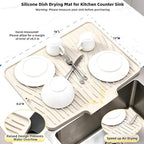 Silicone Dish Drying Mat for Kitchen Counter Sink, Non-Slip dish drying Pad - Image 2