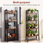 DUMOS Ladder Shelf, 4-Tier Display Bookshelf, Industrial Style Storage Standing - Image 5