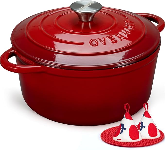 Overmont Enameled Cast Iron Dutch Oven - 7QT Pot - Heavy-Duty Cookware by Overmont