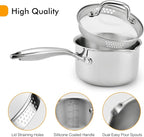 Cyrosa 2.5 Quart Saucepan with Strainer Lid, Stainless Steel Sauce Pot - Image 3