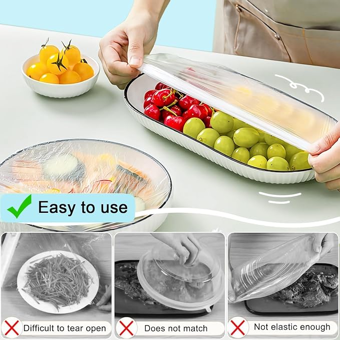 500pcs Plastic Bowl Covers Food Cover, Food Fresh Keeping Bags Elastic Reusable - Image 6