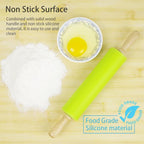 Silicone Rolling Pin for Baking Non-stick Rolling Pin Dough Roller Wooden - Image 4