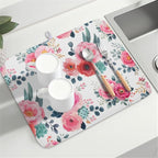 Spring Floral Dish Drying Mat for Kitchen Counter Spring Summer Flowers Kitchen - Image 8