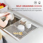 MERRYBOX Roll Up Over The Sink Dish Drying Rack Silicone Wrapped Foldable - Image 8
