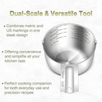 1PCS 2Cup Single Measuring Cup, Etched Inner Scale Stainless Steel Measure Scoop - Image 4