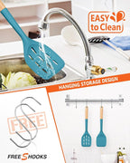 Pack of 2 Silicone Spatula, Non Stick Cooking Utensil Set Wooden Handle Kitchen - Image 4