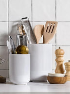 LE TAUCI Utensil Holder for Kitchen Counter, 7.3"+5.4" Fluted Ceramic Utensil - Image 3