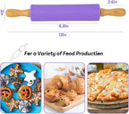 Koogel Rolling Pin for Baking, 12 Inch Non-Stick Silicone Surface, Wooden - Image 2