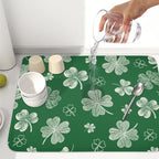 St Patrick's Day Dish Drying Mat 18 x 24 Inch Green Shamrock Dish Drainer Rack - Image 6
