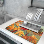 Giwawa Fall Birds Dish Drying Mat 18x24 Inch Autumn Maple Leaf Tree Dish - Image 5