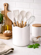 Ceramic Utensil Holder for Kitchen Counter, 7.1" Large Kitchen Utensil Crock - Image 3