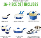 GreenLife 16 Piece Nonstick Cookware Set, Soft Grip Non-Toxic PFAS-Free Ceramic - Image 3