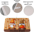 Hello Fall Autumn Gnomes Dish Drying Mat 16x18 Thanksgiving Pumpkin Maple - Image 3
