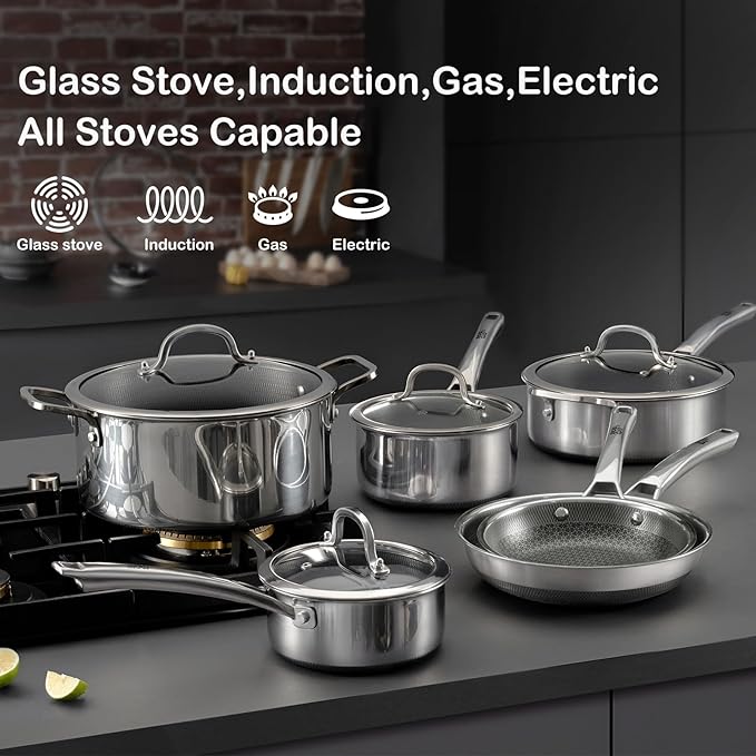 Sauce pan with lid, 1.5 Quart & 2.5 Quart & 3.5 Quart Hybrid Nonstick Sauce - Image 5