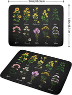 Black Flower Herbs Dish Drying Mat 18x24 Inch Botanical Floral Microfiber - Image 2